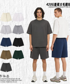 Vintage Earth Tone Heavyweight 420g French Terry Casual Shorts Men