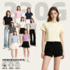 Spandex Blended Y2K Crop Top Slim Fit T-Shirt Women