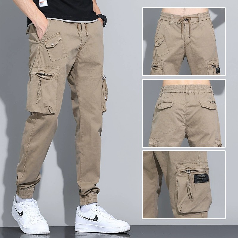 Men's Tapered Cargo Pants for Casual Wear with Multiple Pockets - Model: 642513568218