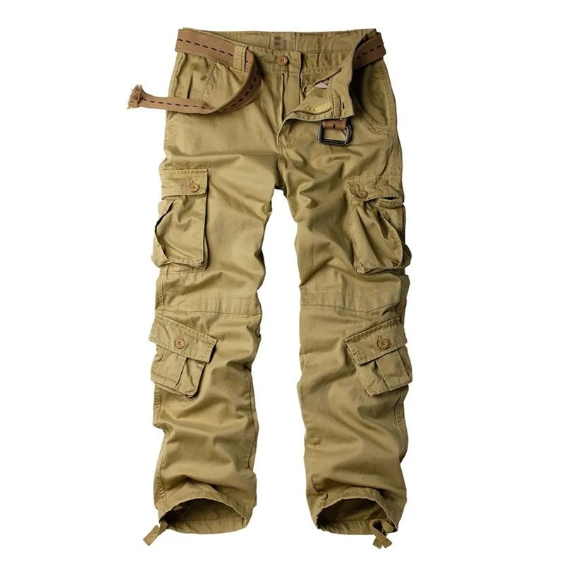 Men's Cargo Pants for Outdoor Sports, Multi-Pocket, Loose Fit, Straight-Leg - Model: 980587897122