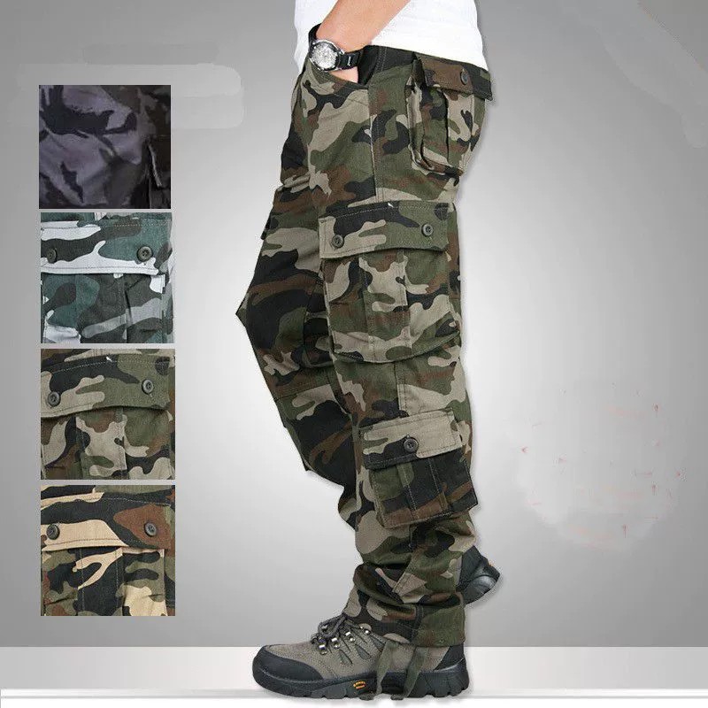 Men's Cargo Pants for Work with Multi-Pockets and Camouflage - Model: 773324160615