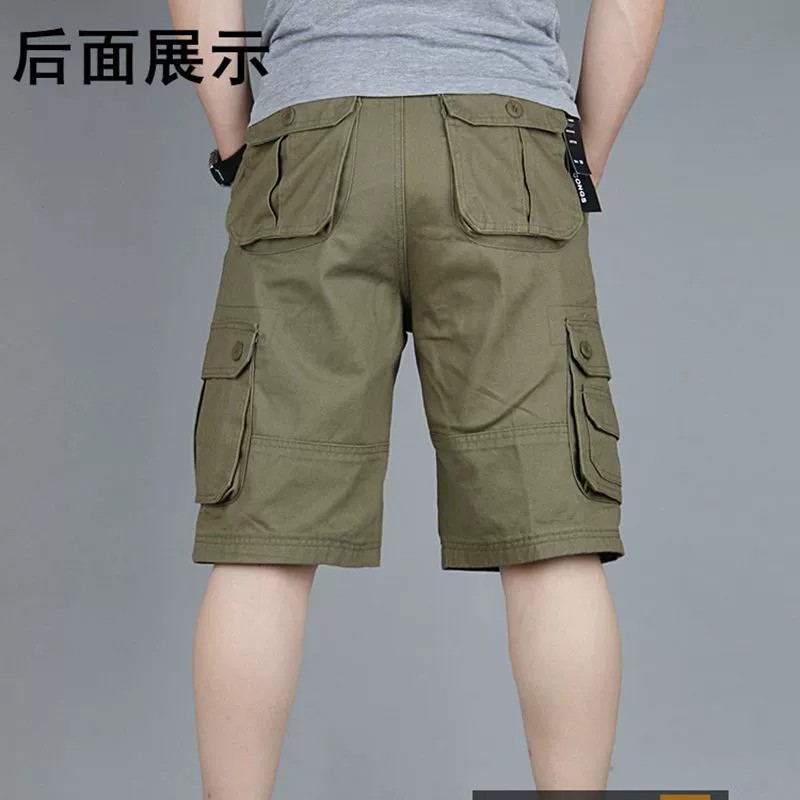 Men's Casual Five-Point Cotton Shorts for Summer, Multi-Pocket Straight-Leg - Model: 774447293091 - 图片 2