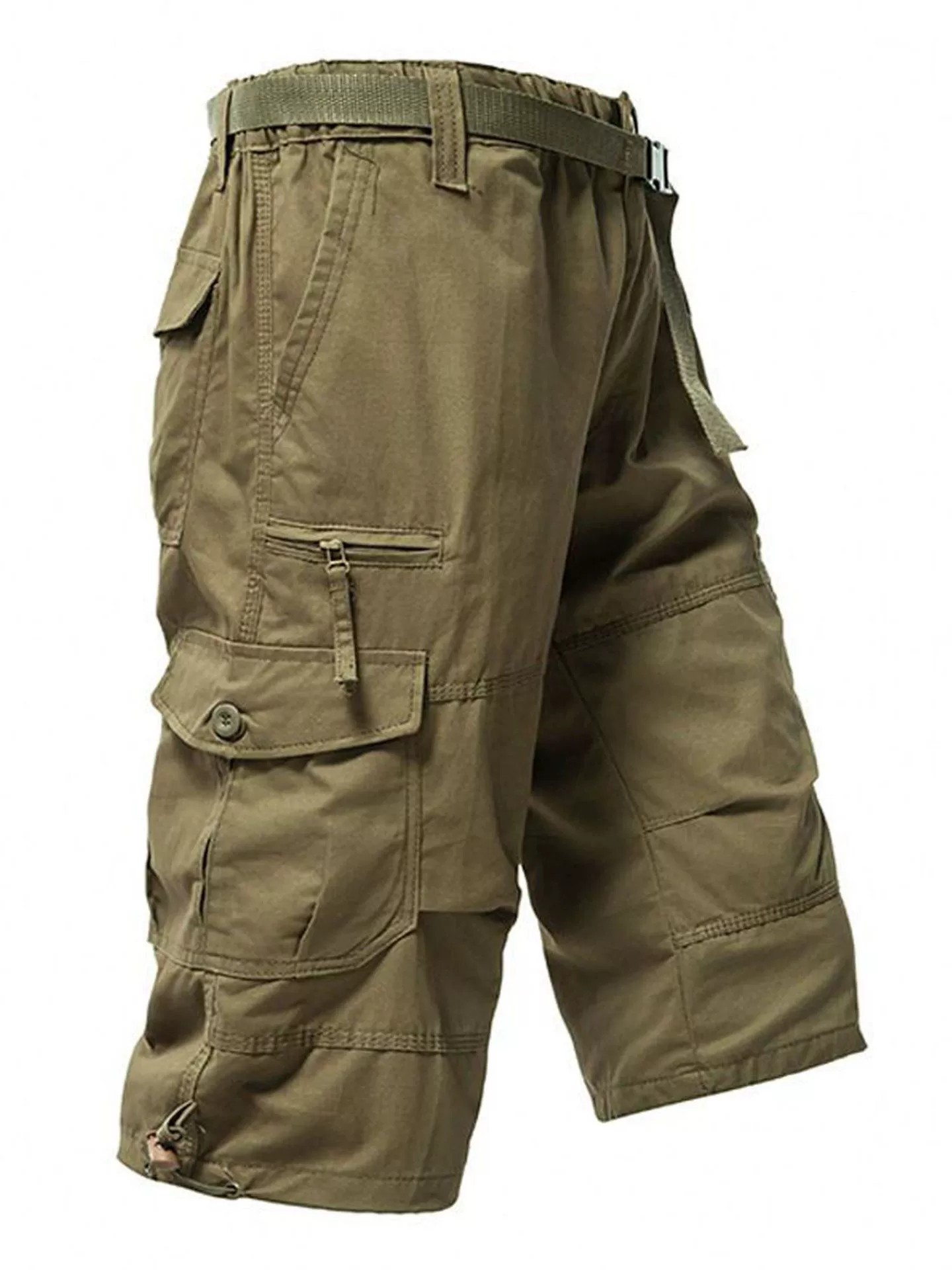 Summer Cropped Cargo Pants for Men with Multi-Pockets, Plus Size - Model: 885141460123 - 图片 2