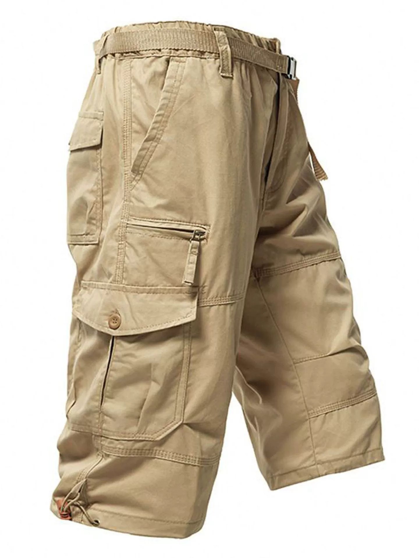 Summer Cropped Cargo Pants for Men with Multi-Pockets, Plus Size - Model: 885141460123 - 图片 3