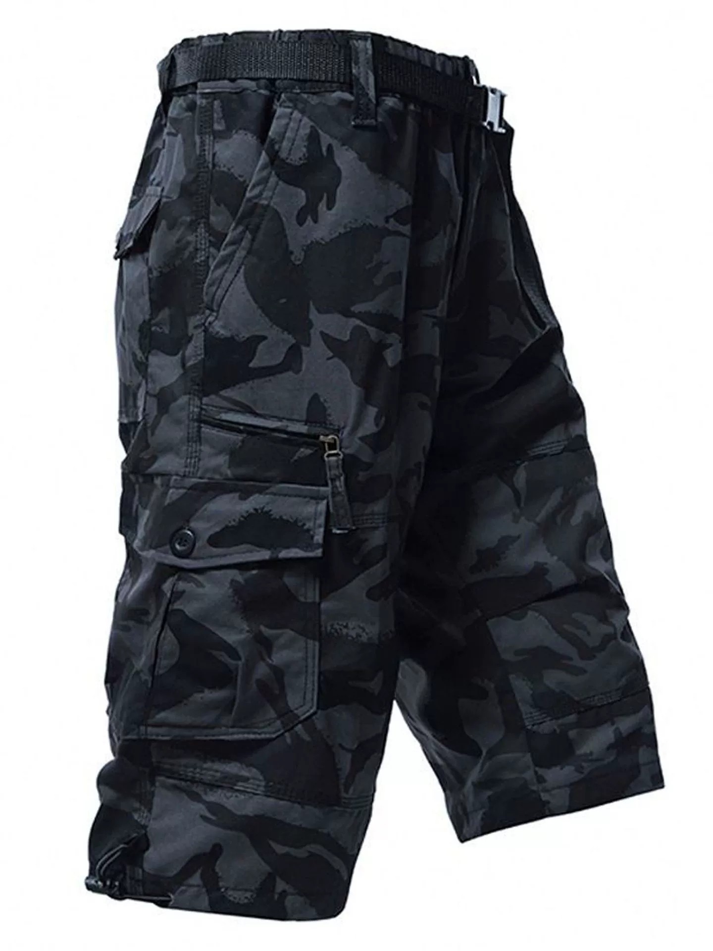 Summer Cropped Cargo Pants for Men with Multi-Pockets, Plus Size - Model: 885141460123 - 图片 4