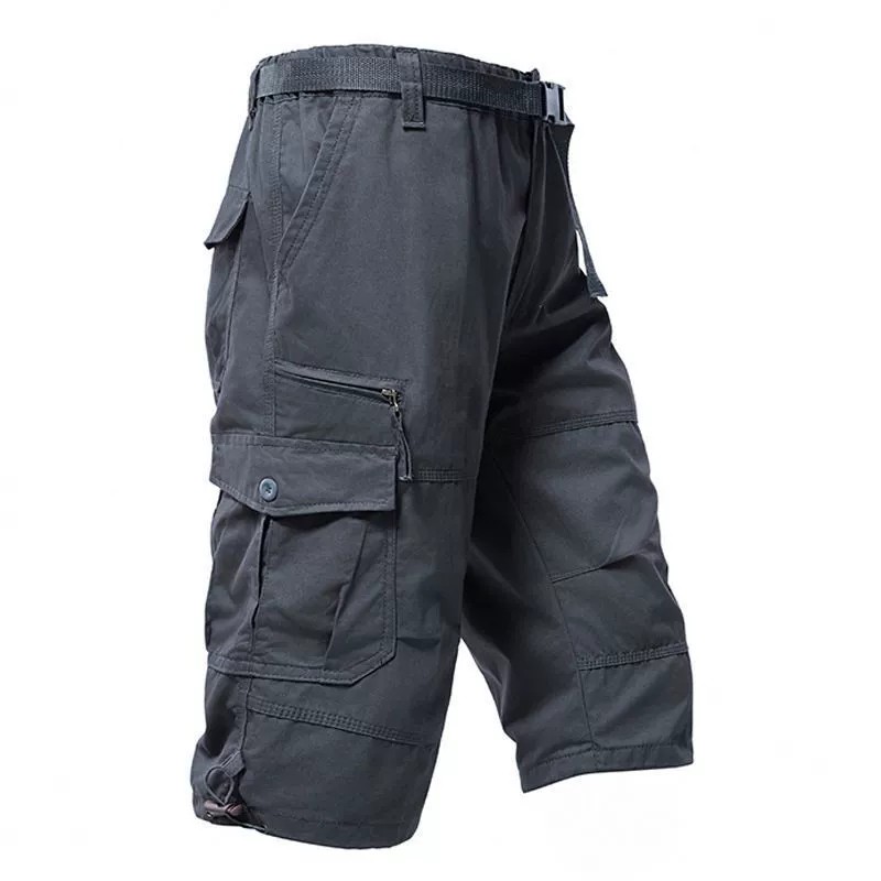 Summer Cropped Cargo Pants for Men with Multi-Pockets, Plus Size - Model: 885141460123 - 图片 6