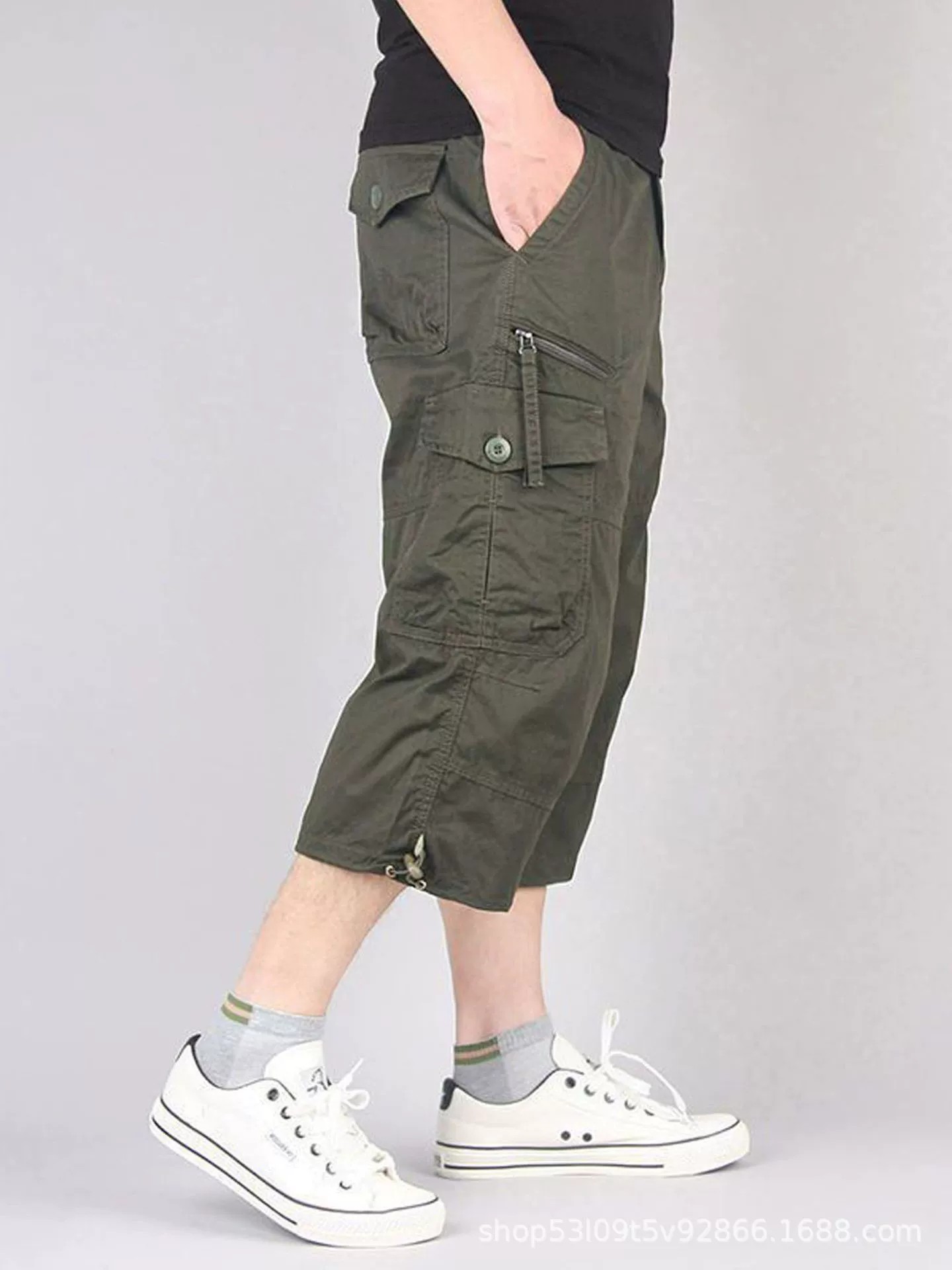 Men's Casual 3/4 Pants for Summer Hiking with 7 Pockets, Breathable Fabric - Model: 885003190256 - 图片 2