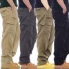 Men's Loose Fit Cotton Pants for Construction Site Work with Multi-Pockets - Model: 779876745579