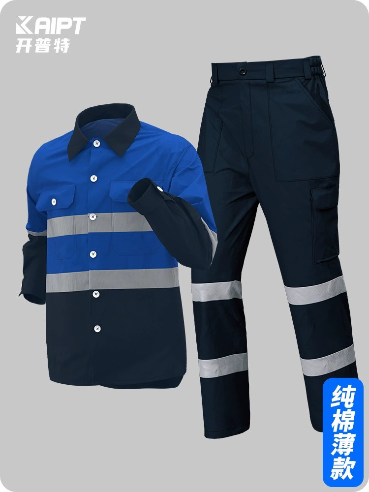 Workshop Camp Collar Uniform for Factory Workers with Reflective Safety Stripes - Model: 1030157197695