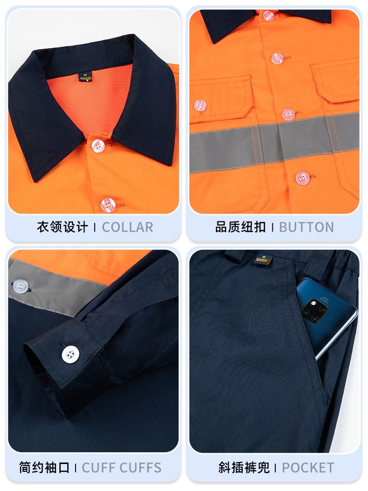Workshop Camp Collar Uniform for Factory Workers with Reflective Safety Stripes - Model: 1030157197695 - 图片 3
