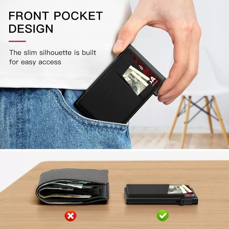 Card Holder for Men with RFID Protection, Slim Aluminum Case for Pocket - Model: 739474137922 - 图片 3