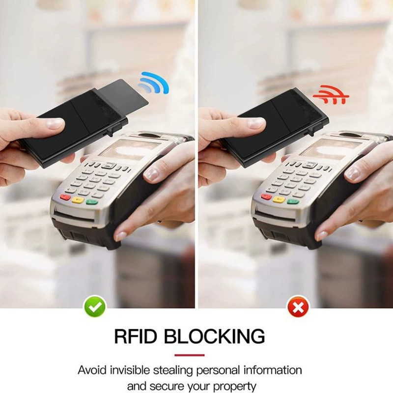 Card Holder for Men with RFID Protection, Slim Aluminum Case for Pocket - Model: 739474137922 - 图片 4