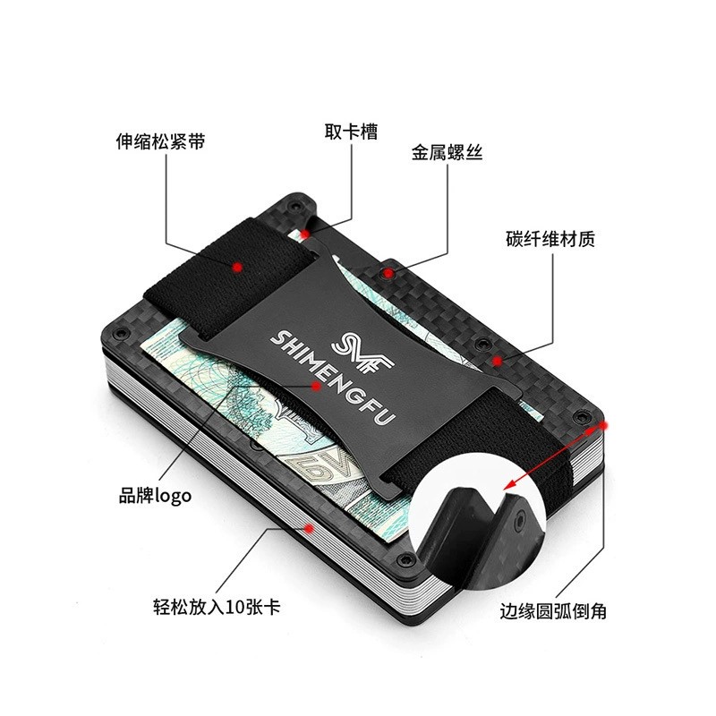 Men's Aluminum Alloy Card Holder for Anti-Demagnetization and Anti-Skimming with Carbon Fiber Ultra-Thin Design - Model: 679260148859 - 图片 3