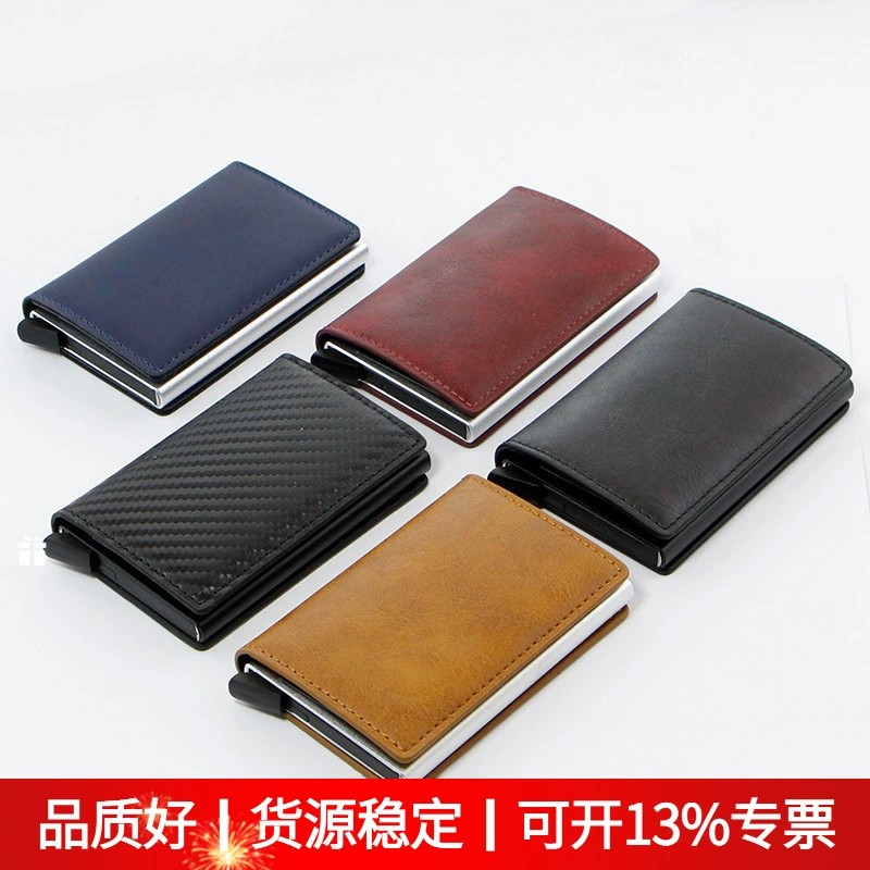 Metal Card Holder for Men with Anti-Skimming Protection and Auto Pop-Up - Model: 637442270474