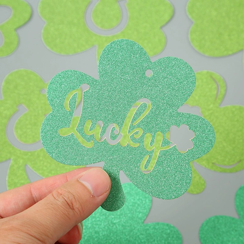 St. Patrick's Day Party Decoration Banner with Gold Glitter Clovers - Model: 1010828120833 - 图片 2
