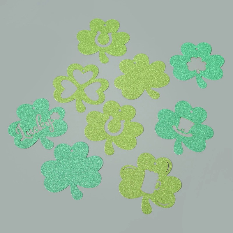 St. Patrick's Day Party Decoration Banner with Gold Glitter Clovers - Model: 1010828120833 - 图片 3