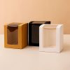 Aromatherapy Candle Packaging Box with Rectangular Window, Black Cardboard - Model: 945349284888