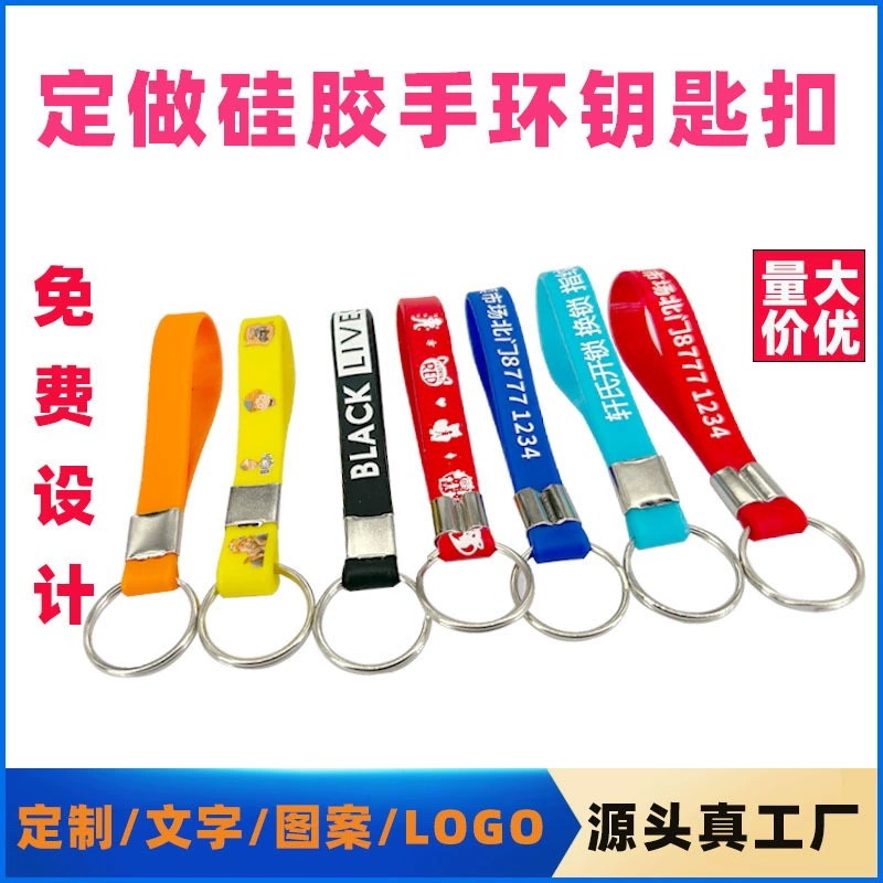 Wrist Key Ring for Keys with Pendant, Rubber Strap - Model: 735238991323