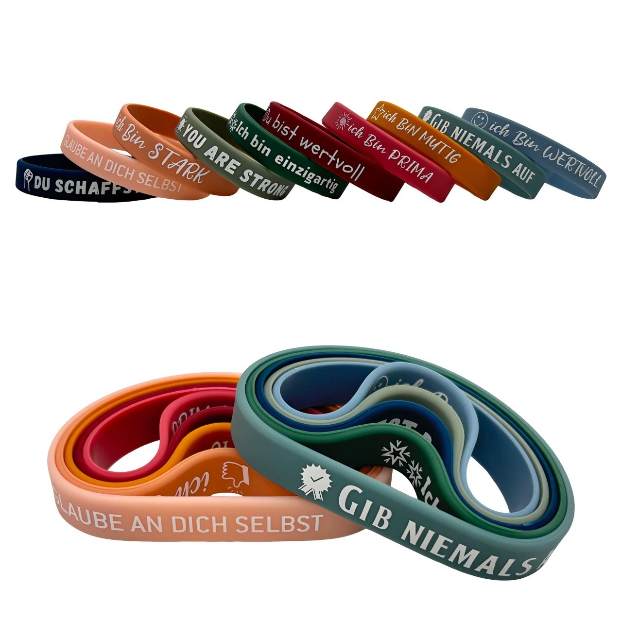 German Positive Energy Text Sports Rubber Wristband - Model: 1028431542005 - 图片 4