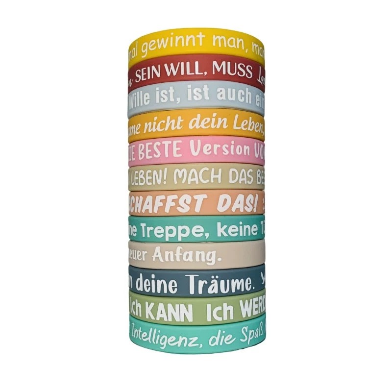 Motivational Silicone Wristband for Positive Energy with German Quotes - Model: 854426341861 - 图片 2