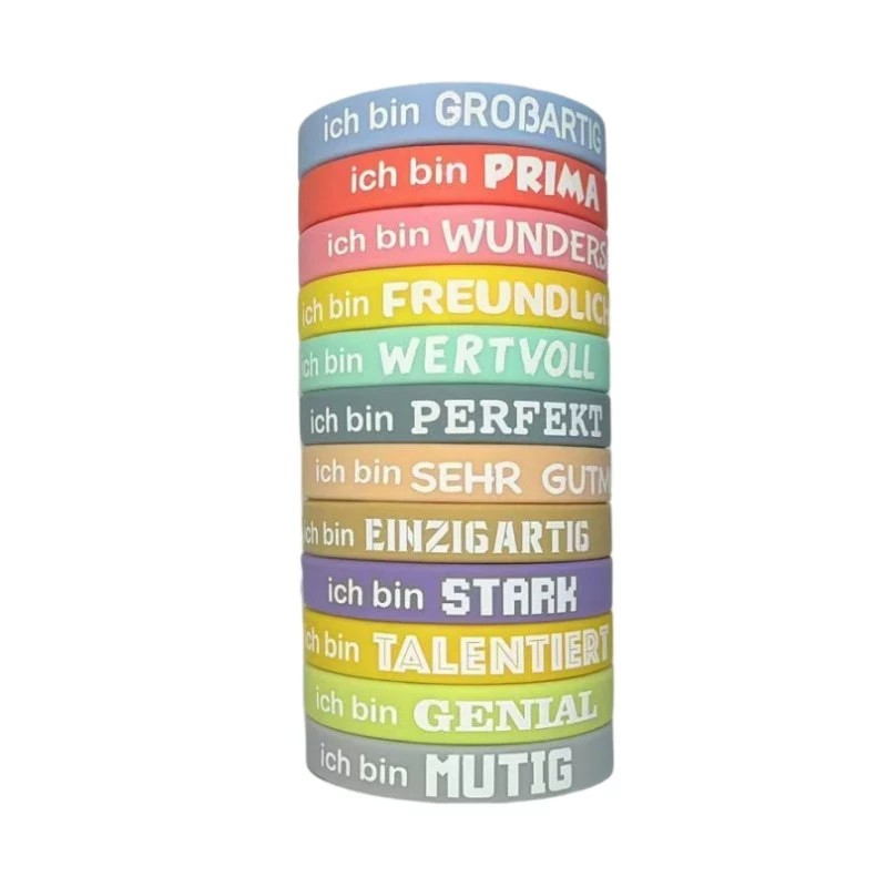 Motivational Silicone Wristband for Positive Energy with German Quotes - Model: 854426341861 - 图片 3
