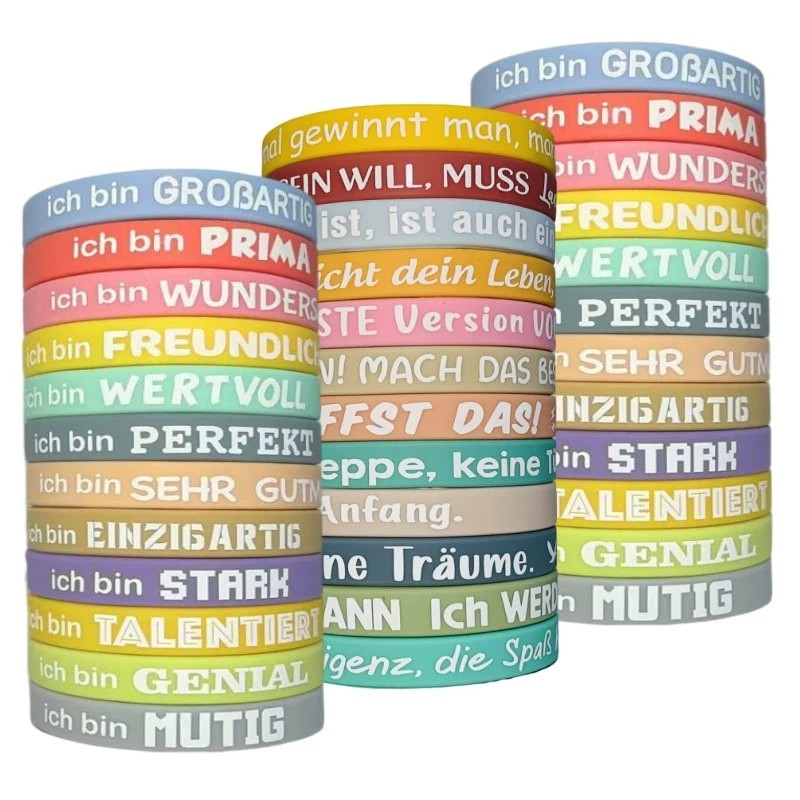 Motivational Silicone Wristband for Positive Energy with German Quotes - Model: 854426341861 - 图片 5
