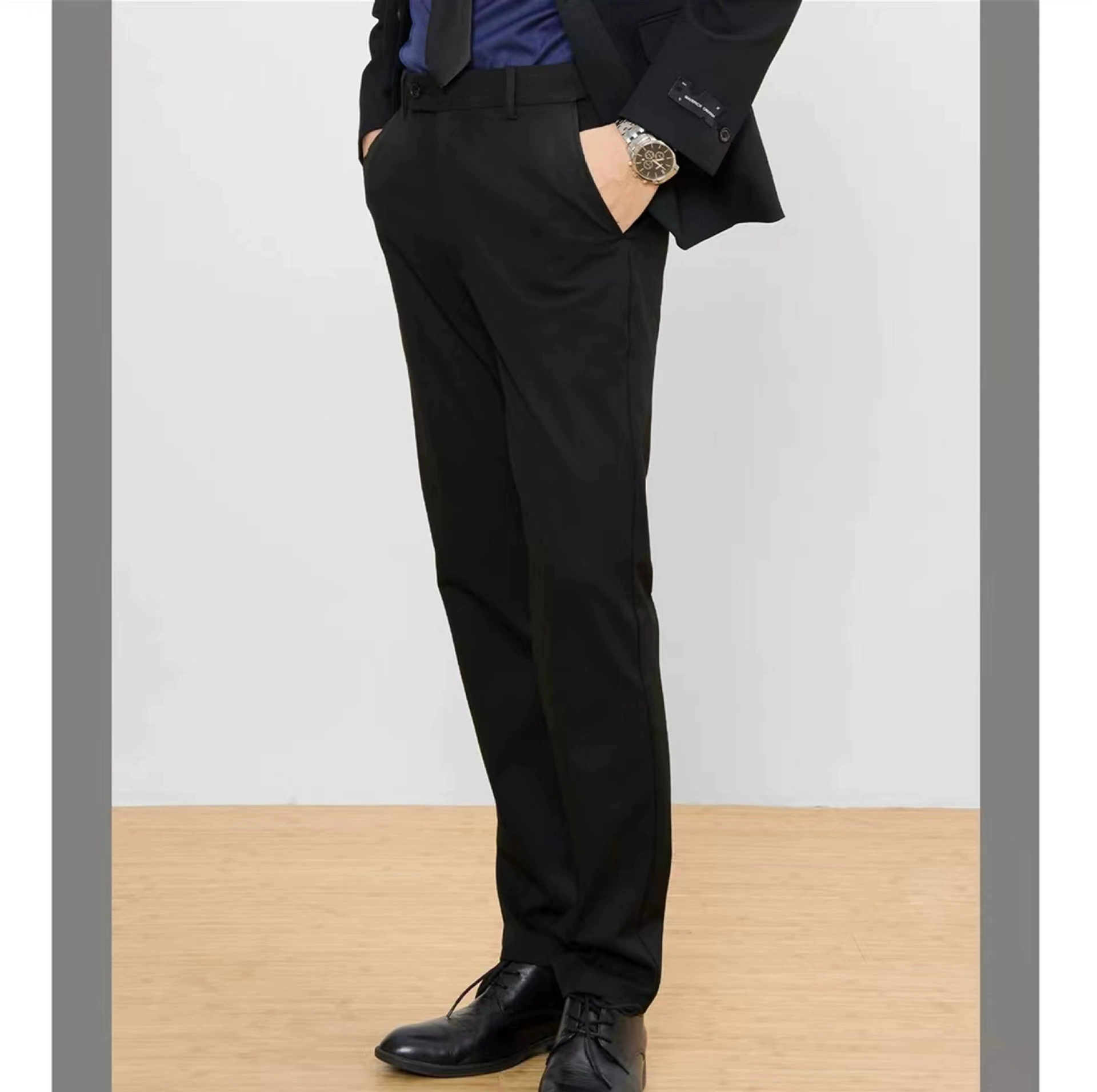Black Straight-Leg Trousers for Office Formal Wear, Graduation Groomsmen Suit, Work - Model: 1040594761402 - 图片 3