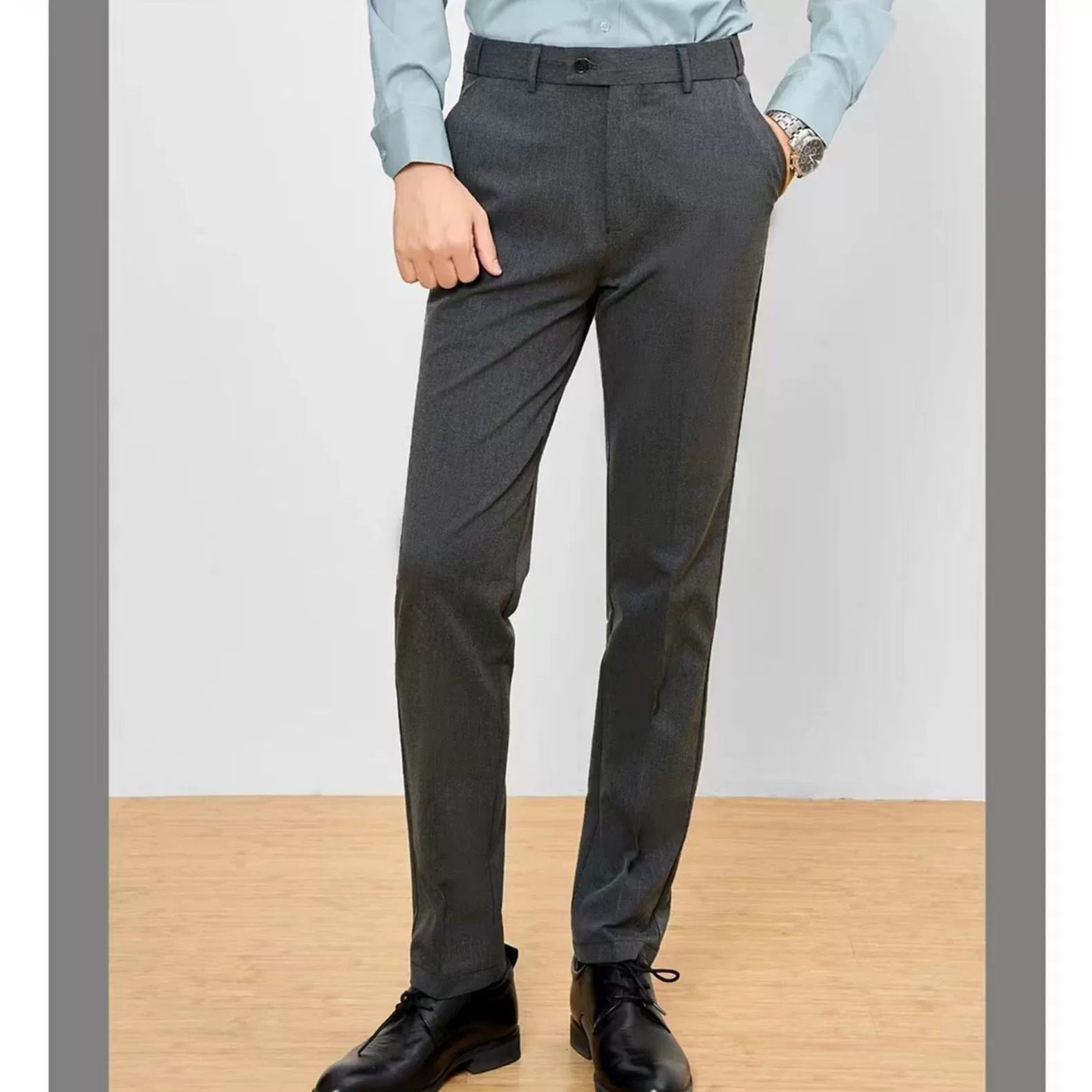 Black Straight-Leg Trousers for Office Formal Wear, Graduation Groomsmen Suit, Work - Model: 1040594761402 - 图片 2