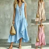 Casual Summer Maxi Dress for Women Sleeveless V-Neck Bohemian Style - Model: 1050616104709