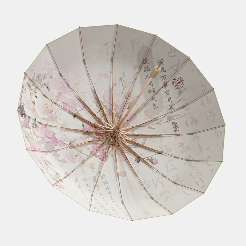 Classic Chinese Style Umbrella for Rain and Sun with Alloy Ribs and Wood Handle - Model: 1032100479461 - 图片 5