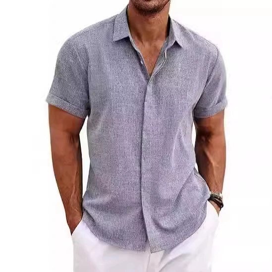 Men's Linen Shirt for Beach Summer Daily Wear Button Down Collar - Model: 819395911526