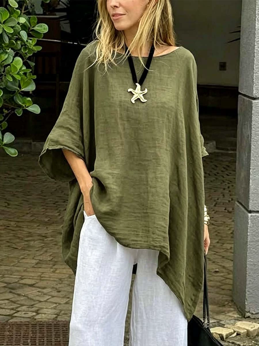 Casual Slimming T-Shirt for Work with Batwing Sleeve - Model: 1047129186773 - 图片 7