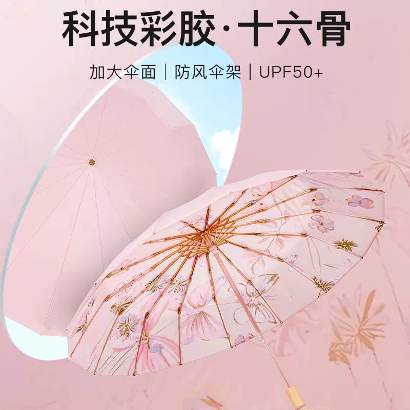 Classic Chinese Style Umbrella for Rain and Sun with Alloy Ribs and Wood Handle - Model: 1032100479461 - 图片 3