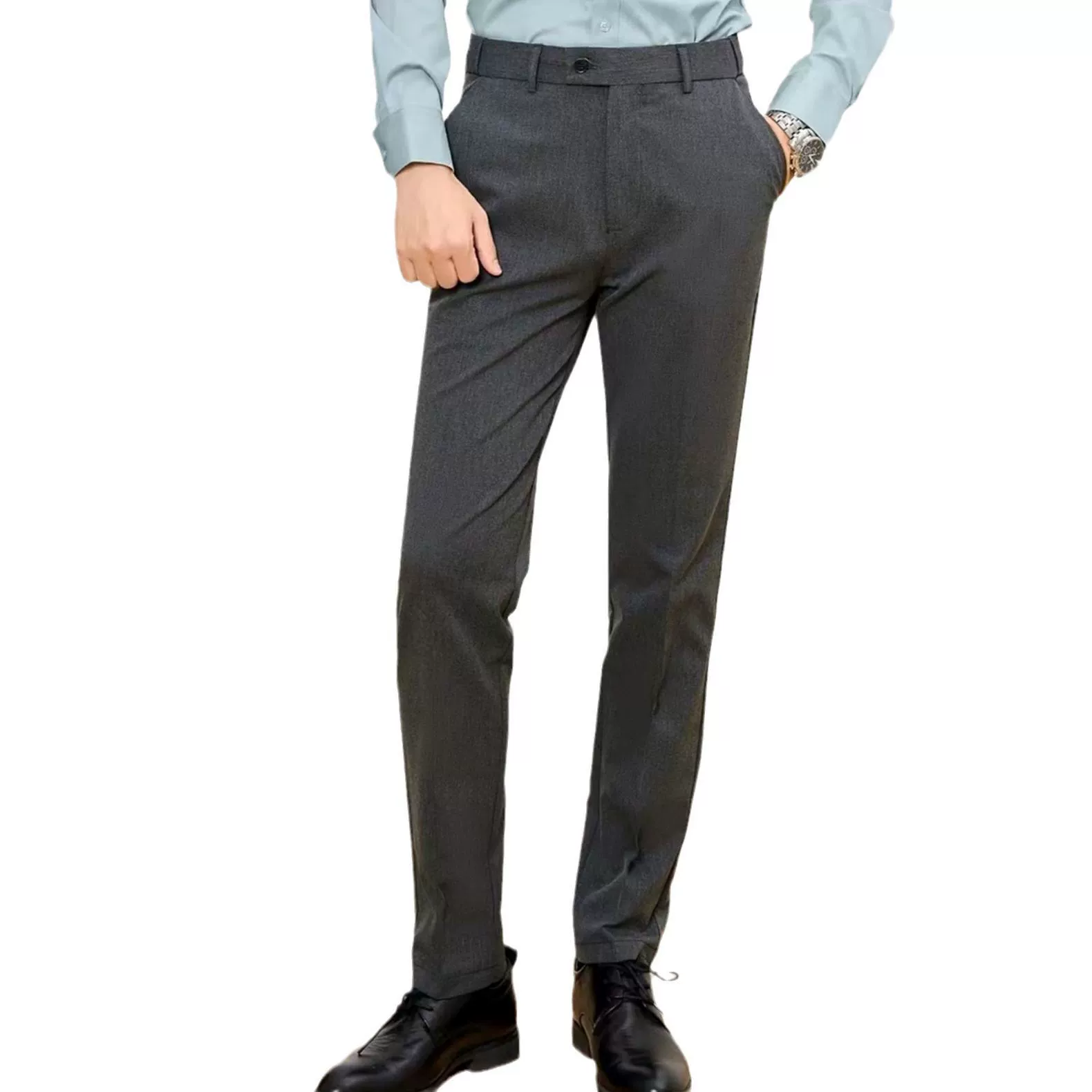 Black Straight-Leg Trousers for Office Formal Wear, Graduation Groomsmen Suit, Work - Model: 1040594761402 - 图片 5