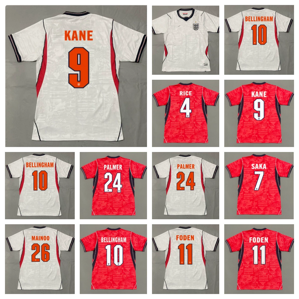 England National Team Soccer Jersey for Match Day with Custom Name & Number - Model: 1059952473335
