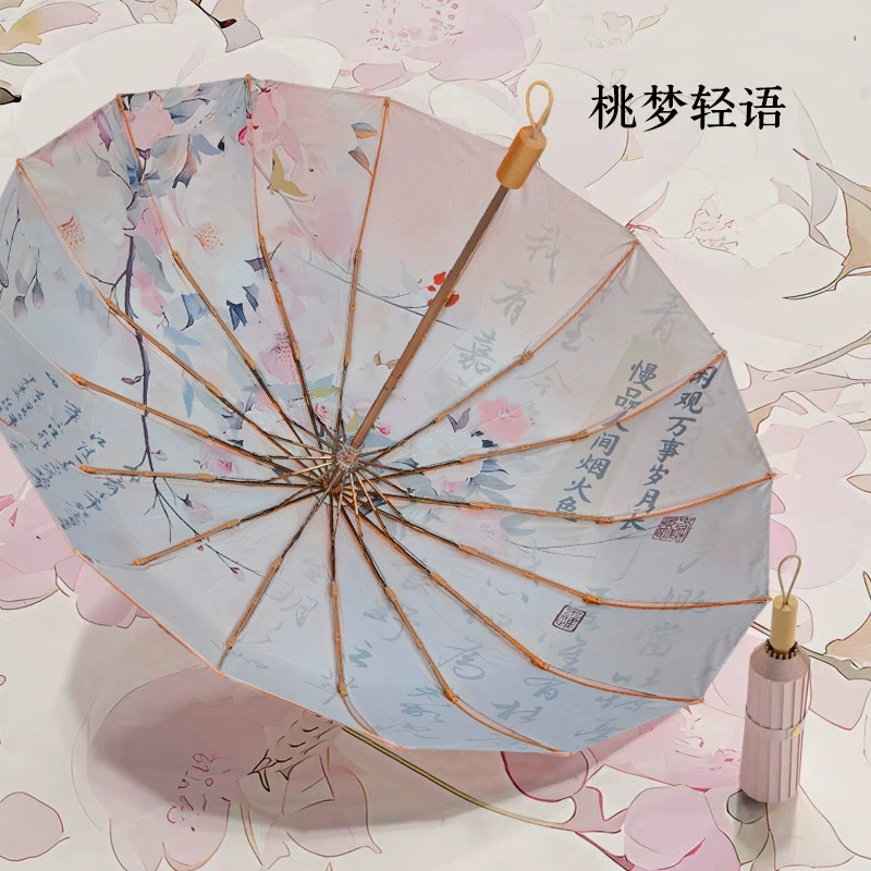 Classic Chinese Style Umbrella for Rain and Sun with Alloy Ribs and Wood Handle - Model: 1032100479461 - 图片 6