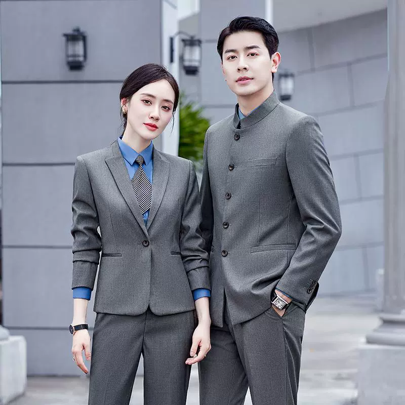 Men's Retro Business Suit Set with Stand Collar for Daily Wear - Model: 859035229401 - 图片 2