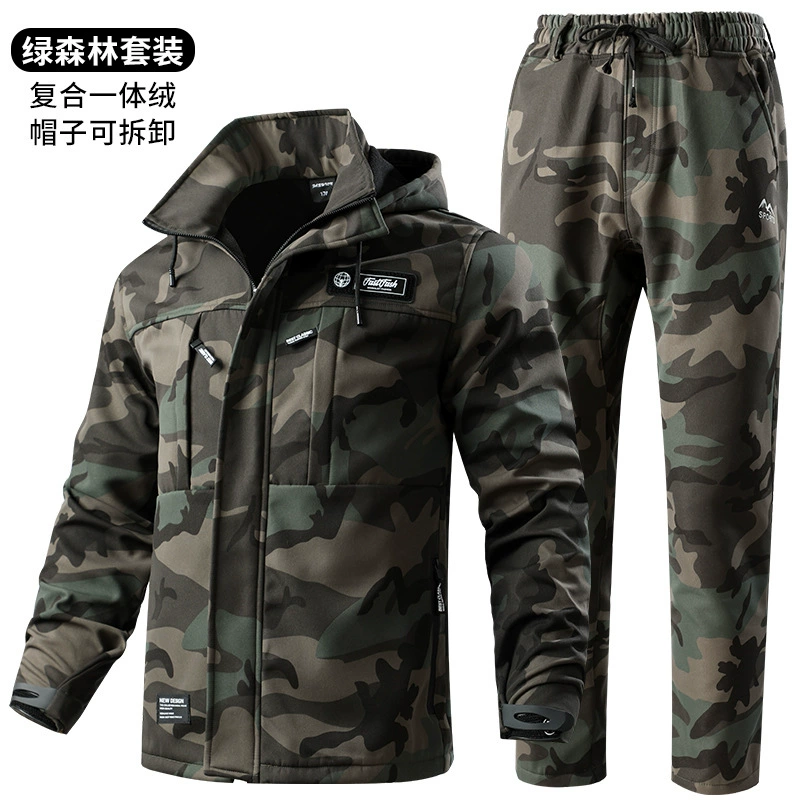 Men's Camouflage Work Clothes for Outdoor Mountaineering, Fleece-Lined - Model: 847502857033 - 图片 6