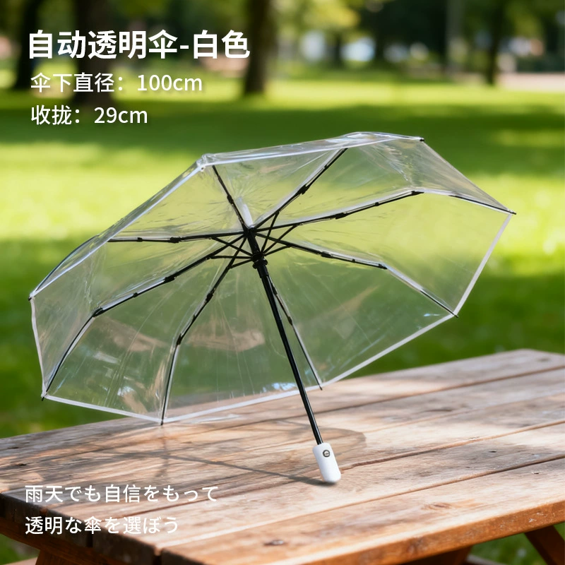 Transparent Rain Umbrella for Photo Props, Fully Automatic Open - Model: 1036084475840 - 图片 10