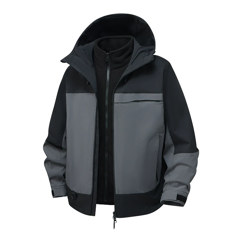 Men's 3-in-1 Mountaineering Jacket with Removable Hood for Hiking - Model: 983876648162 - 图片 8
