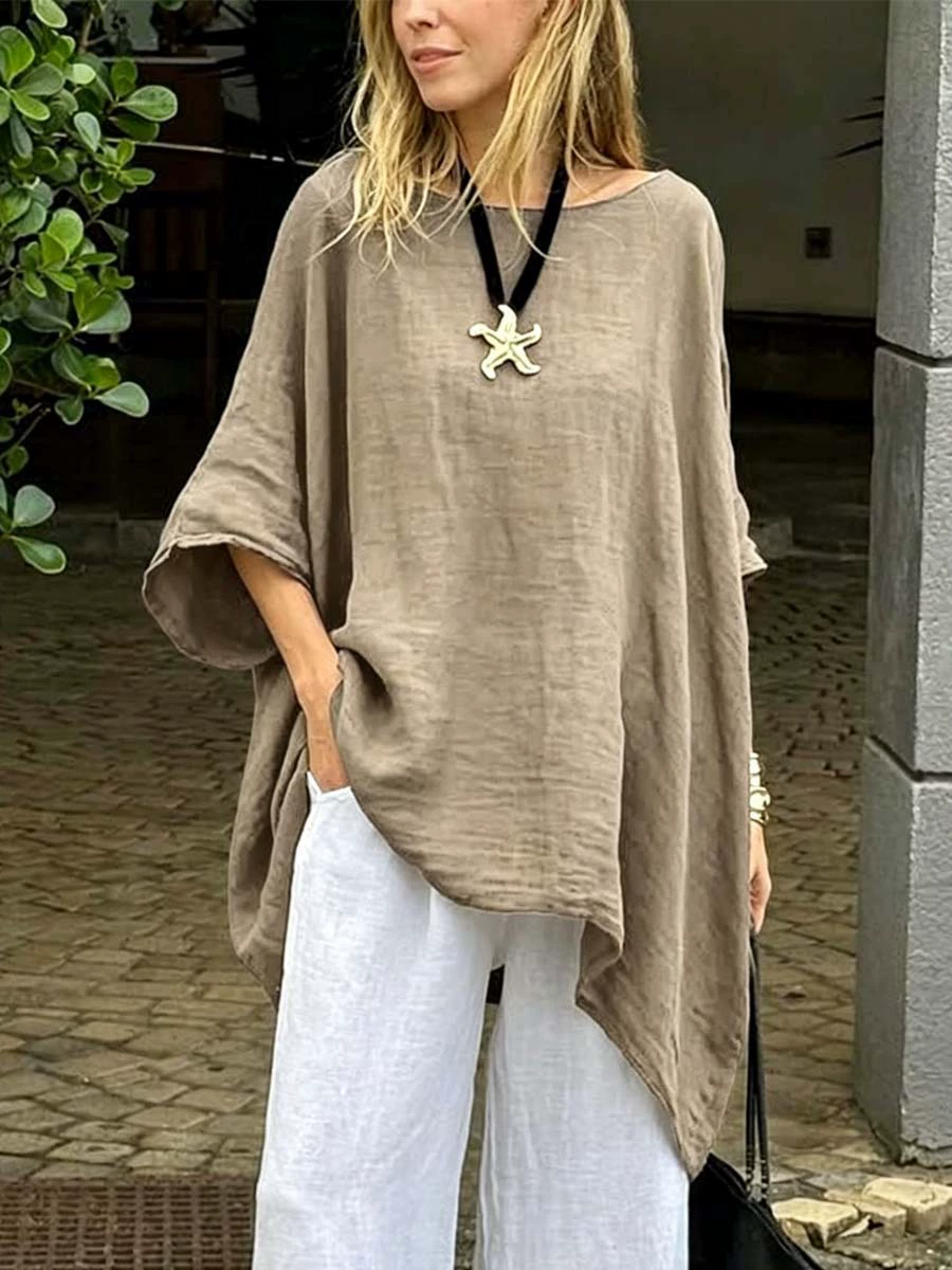 Casual Slimming T-Shirt for Work with Batwing Sleeve - Model: 1047129186773 - 图片 8