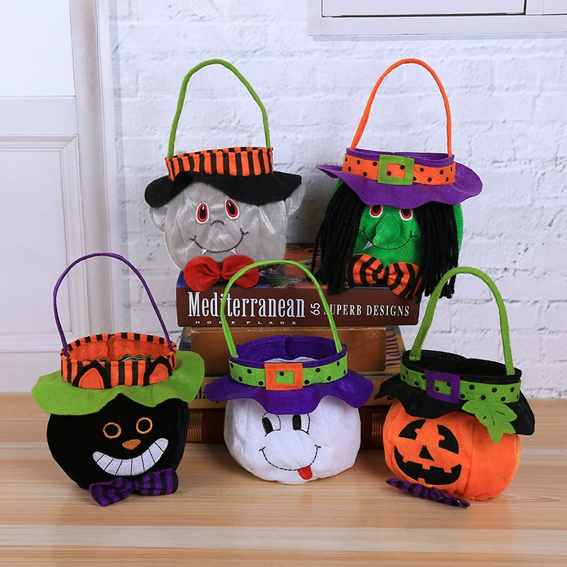 Halloween Candy Bag with Pumpkin Witch Design for Children's Trick-or-Treat - Model: 555574065918