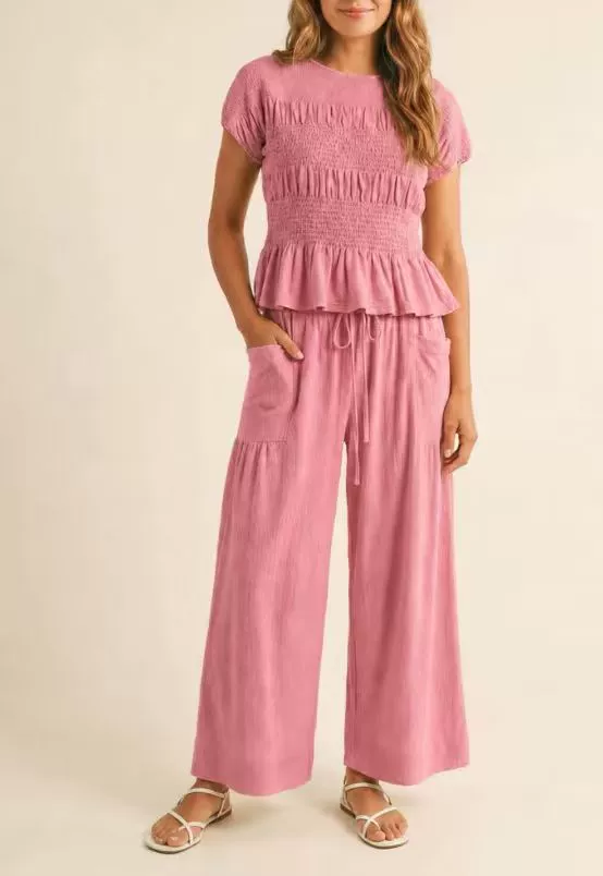 Casual Summer Outfit for Women with Pleated High Waist Wide Leg Pants - Model: 1033888302399 - 图片 10