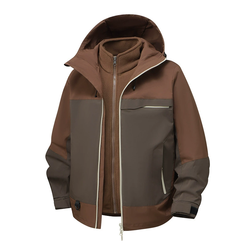 Men's 3-in-1 Mountaineering Jacket with Removable Hood for Hiking - Model: 983876648162 - 图片 10