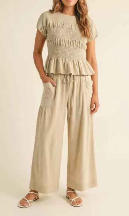 Casual Summer Outfit for Women with Pleated High Waist Wide Leg Pants - Model: 1033888302399 - 图片 9