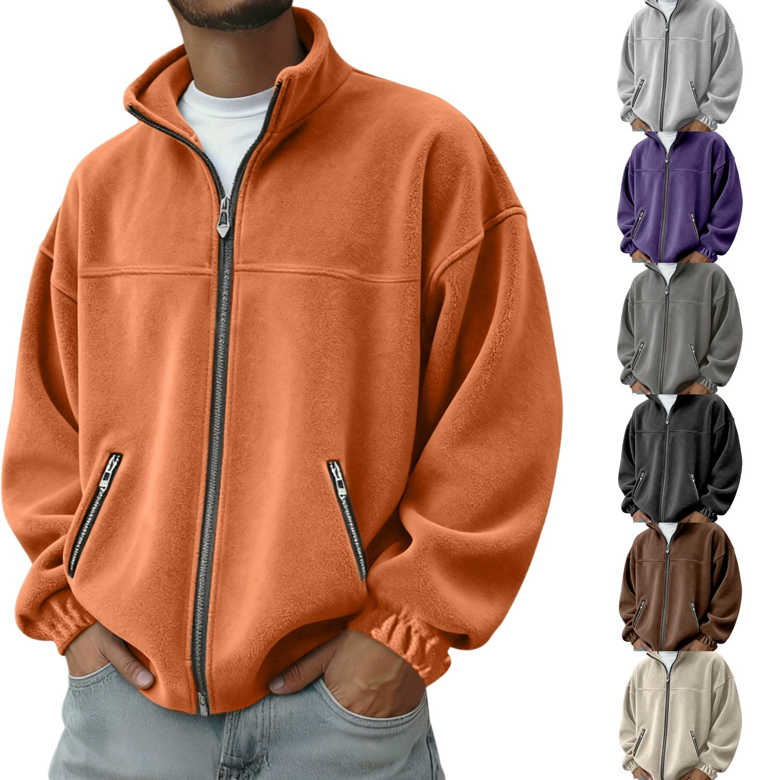 Men's Casual Winter Jacket with Fleece Lining for Cold Weather - Model: 990092811929