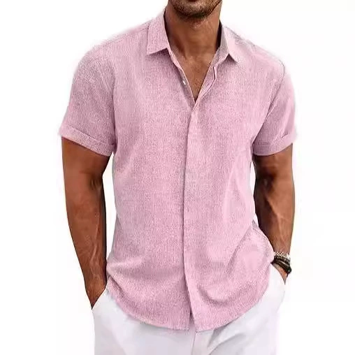Men's Linen Shirt for Beach Summer Daily Wear Button Down Collar - Model: 819395911526 - 图片 5