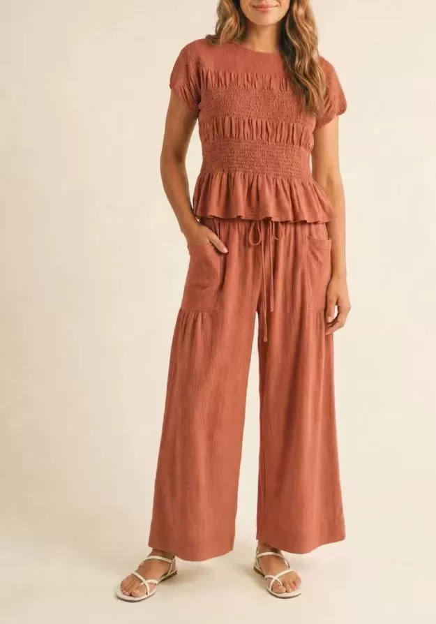 Casual Summer Outfit for Women with Pleated High Waist Wide Leg Pants - Model: 1033888302399 - 图片 8