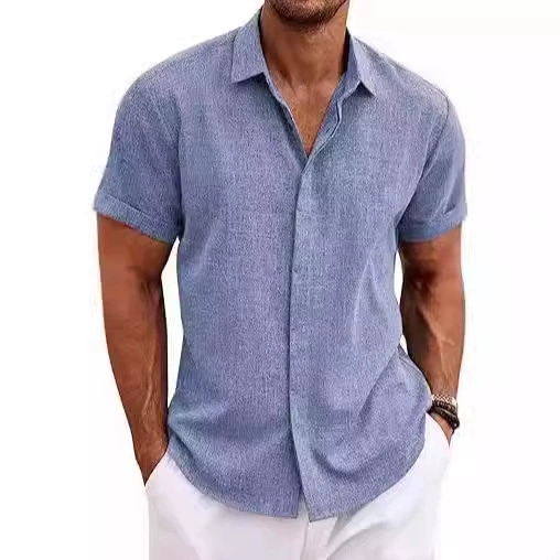 Men's Linen Shirt for Beach Summer Daily Wear Button Down Collar - Model: 819395911526 - 图片 2