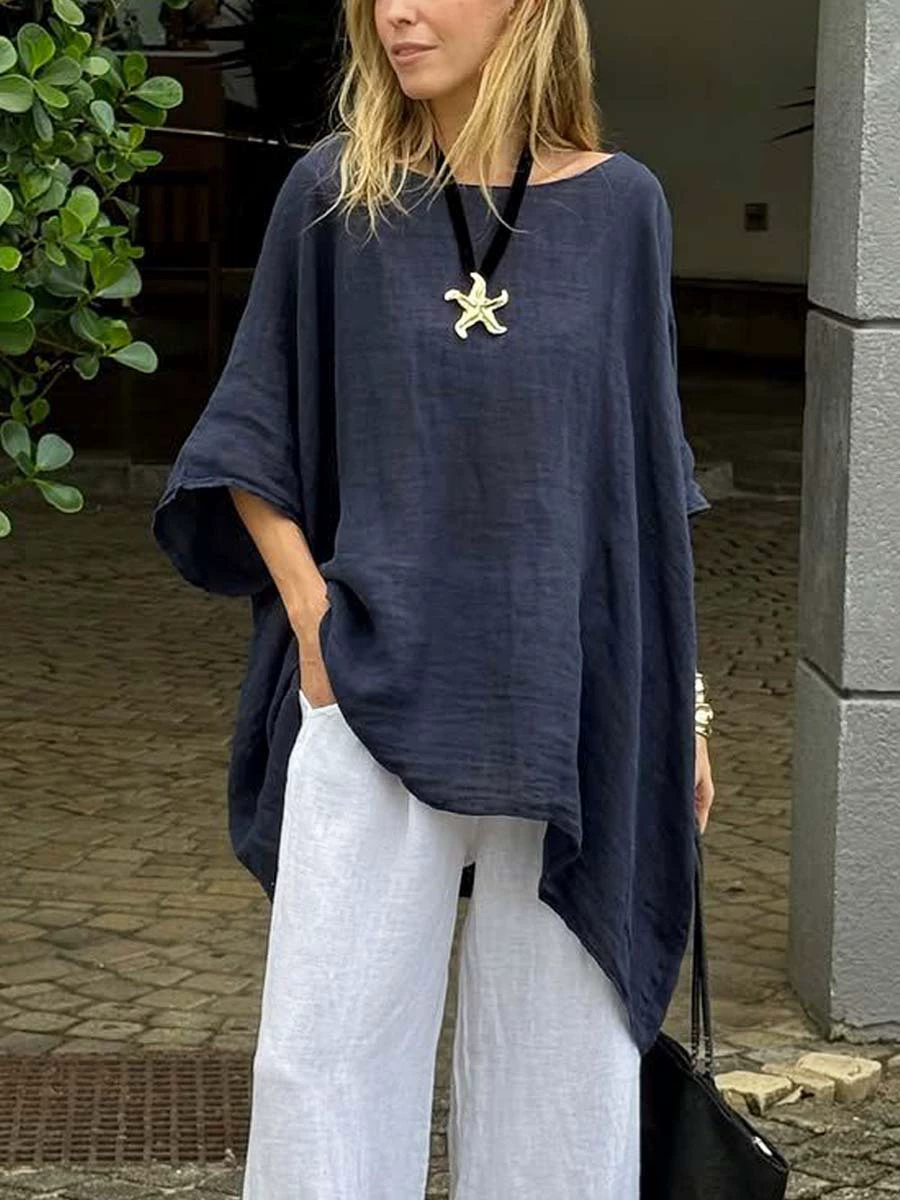 Casual Slimming T-Shirt for Work with Batwing Sleeve - Model: 1047129186773 - 图片 6